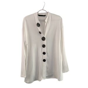 🤍🖤Zara Medium White Long-sleeved blouse LIKE NEW🖤🤍